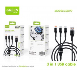 Cable de USB 5.1A, 66W, carga rápida, 3 en 1