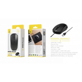 Ratón ambidiestro 3D/1000DPI con cable USB 1.35 metros