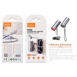 Adaptador aluminio type-c con correa para encendedor de cigarrillos,Con cable Type-C a Type-C