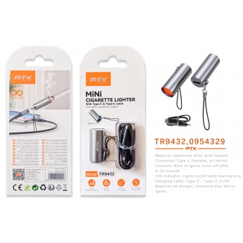 Adaptador aluminio type-c con correa para encendedor de cigarrillos,Con cable Type-C a Type-C