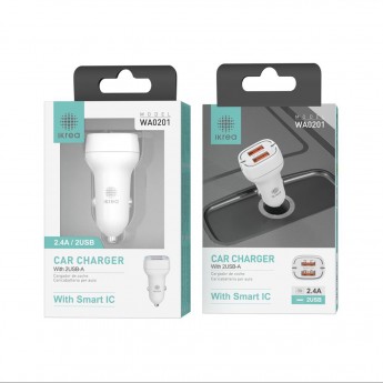 CARGADOR PARA COCHE 2 PUERTOS USB-A 2.4A CON SMART IC