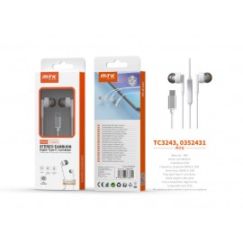 Auricular TYPE-C Ivon con Microfono y Control de Volumen, Compatible con Apple Type-C, Soporta llamada y Musica, Cable 1.2m