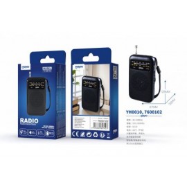 Radio portatil AM/FM con Antena y correa , Entrada de jack 3.5mm, Bateria 2*AA (No incluida)