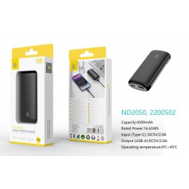 PowerBank 4500mAh/16.65Wh, 1 Entrada Type-C y 1 Salida 1USB-A
