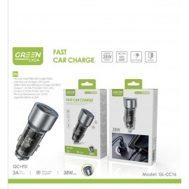 Cargador de coche 38W, 3A, QC+PD