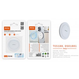 Soporte magnetico de movil doble uso con giro 360 grados, 6 uní/paq