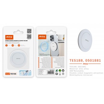 Soporte magnetico de movil doble uso con giro 360 grados, 6 uní/paq