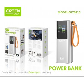 Power bank 20000mAh, con cable retráctil de Type-C, PD 65W, sirve para portátil