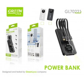 Power bank 10000mAh, PD22.5W, con cables