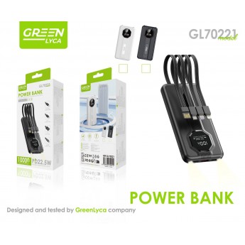 Power bank 10000mAh, PD22.5W, con cables