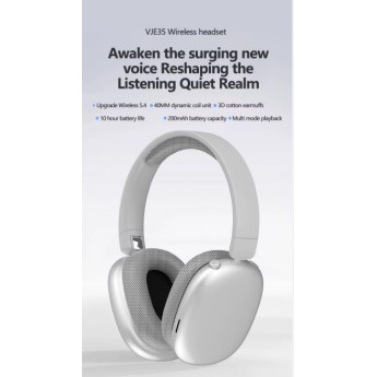 Cascos inalámbricos VJE35, BT 5.4, carga con cable Type-C, cancelación de ruido,