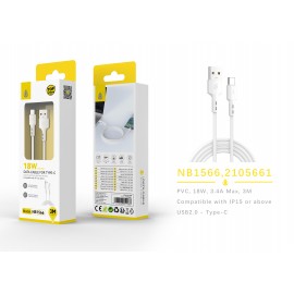 Cable de datos fonti para Type-C, 3M, 18W/3.4A, 12 uni/paq