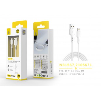 Cable de datos fonti para Iphone 5-14, 3M, 15W/3A, 12 uni/paq
