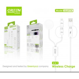 Cargador inalámbrico de reloj+cables datos Type-c+Lighting, 60W, 1.5M