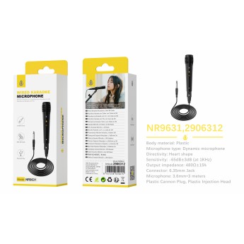 Microfono con cable 3m, Clavija 6.35mm