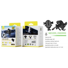 Soporte Universal Airvent de coche para movil 4.5-7”,retractil 0-44MM 360 Grados