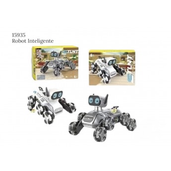 Perro robot a control remoto, coche acrobático inteligente de 8 ruedas con pantalla LED