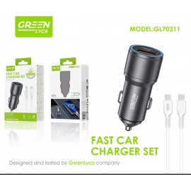 Cargador de coche 38W con cable Type-C a Type-C