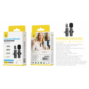 Microfono inalambrico con adaptador Type-C y Iphone, Bateria 60mAh