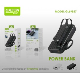 Power bank 20000mAh, 22.5W con cables