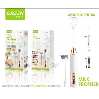 Batidor eléctrico 2 en1, incluye 2 cabezales, para espumar leche y mezclar, 1200mAh, 8500RPM