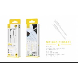 Cable de datos para Type-C a Type-C con carga rápida PD, 60W/20V/3A, 2M