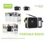 Radio con 4 bandas, FM/AM/SW 1-2, carga 4H, uso 3H, 2W