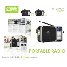 Radio con 4 bandas, FM/AM/SW 1-2, carga 4H, uso 3H, 2W