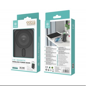Power bank magnético inalámbrico con soporte  2 en 1, 22.5W, 12000mAh