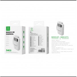 Power Bank MX0137 5400mah 5V2A with 4 cable ABS+PC