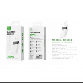 Power Bank MX0135 20000mah 5V2A with 4 cable ABS+PC