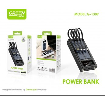 Power bank solar 20000mAh con cables, 2.4A