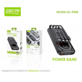Power bank 10000mAh con cables, carga PD