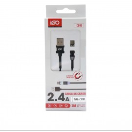 Cable Type-C magnetico 2.4A, 1M, 5 uni/paq