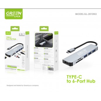 Adaptador 6 en 1 con cable Type-C, USB 3.0+ 2 USB 2.0+SD/TF+HDTV