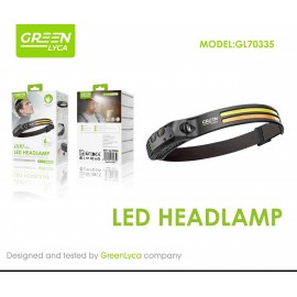 Linterna frontal de silicona, 2 tiras Led, 800mAh