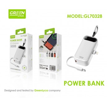 Power bank PD22.5W, 5000mAh, con cable Type-C+iOs