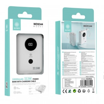 Power bank con cable Type-C/Lightning 22.5W,10000mAh