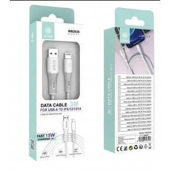 CABLE DE CARGA RÁPIDA LIGHTNING 15W 3M BLANCO