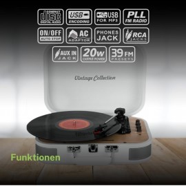 Tocadiscos 20W, 39FM con Bluetooth