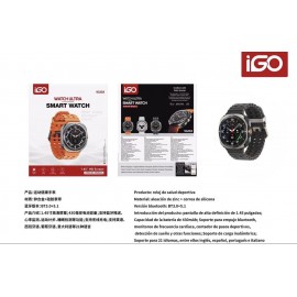 Reloj inteligente deportivo 1.45”, BT3.0/5.1, soporta carga inalámbrica, 21 idiomas, 430mAh