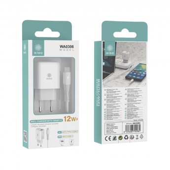 CARGADOR RÁPIDO 1 PUERTO USB-A CON CABLE TYPE-C 12W