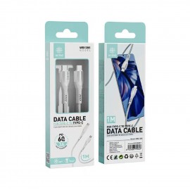 CABLE TRENZADO DE CARGA RÁPIDA PD TYPE-C TO TYPE-C 60W 3A MAX 1M BLANCO