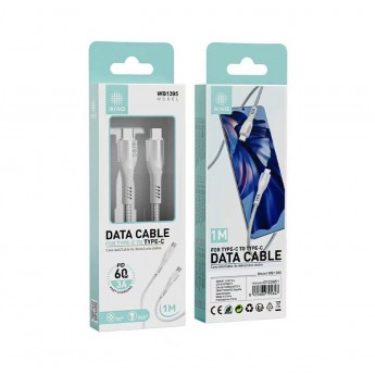 CABLE TRENZADO DE CARGA RÁPIDA PD TYPE-C TO TYPE-C 60W 3A MAX 1M BLANCO