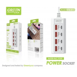 Enchufe universal 25W, 4 USB+ 4 Type-C