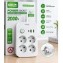 Enchufe universal 2000W, 4xsockets+2 USB+1 Type-C , 2M