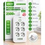 Enchufe universal 2500W, 6 x sockets +3 USB + 1 Type-C, cale 2M