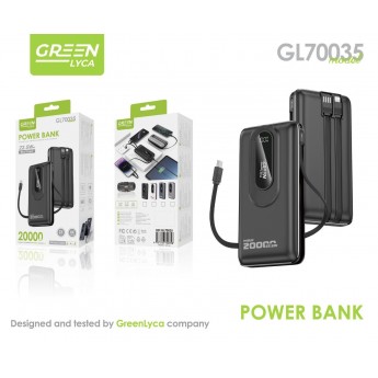 Power bank 20000mAh con pantalla digital y cables integrados