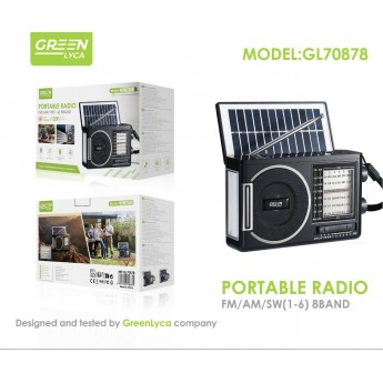 Radio con panel solar, FM/AM/SW(1-6), 8 BAND, 1200mAh