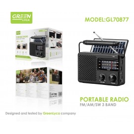 Radio con panel solar, FM/AM/SW, 3BAND, 1200mAh